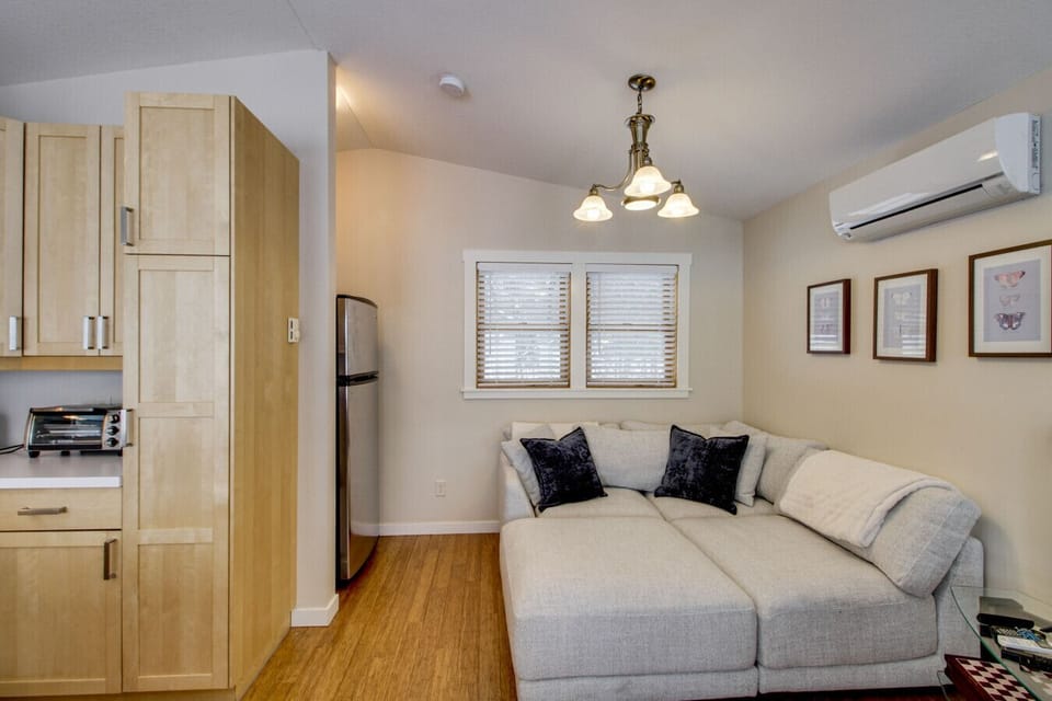 Cabin Living Room | Kitchenette Cabinets | Mini-Split HVAC