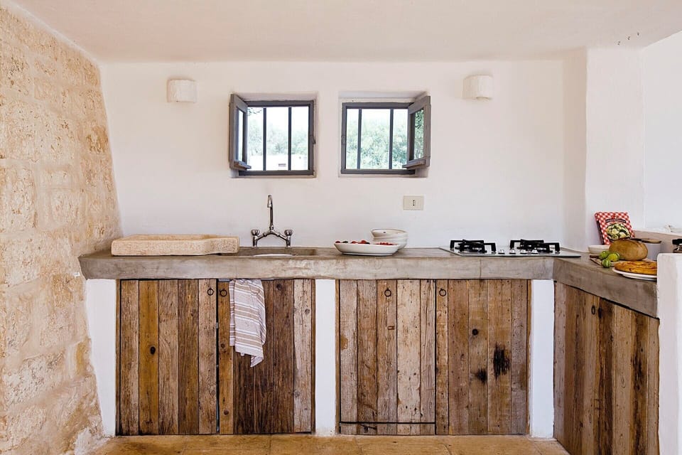 The kitchen corner of the open-plan living and dining area.
