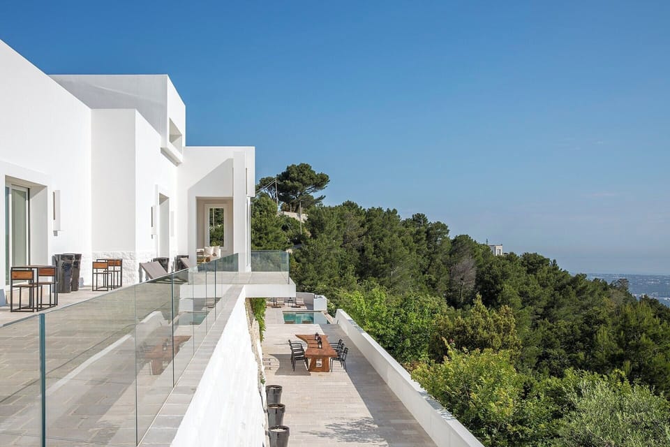 Looking down from the main terrace.