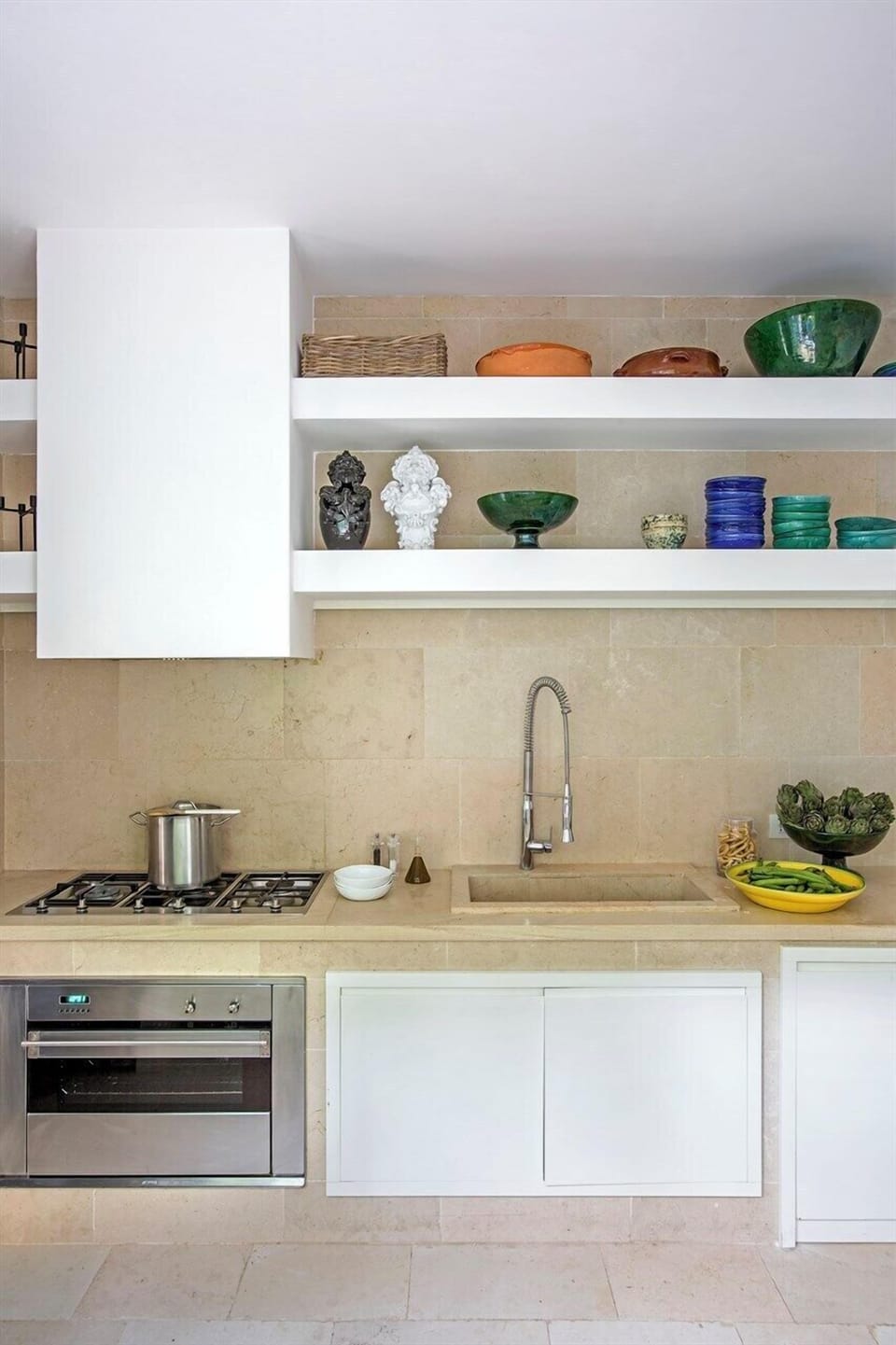 The sleek contemporary kitchen.