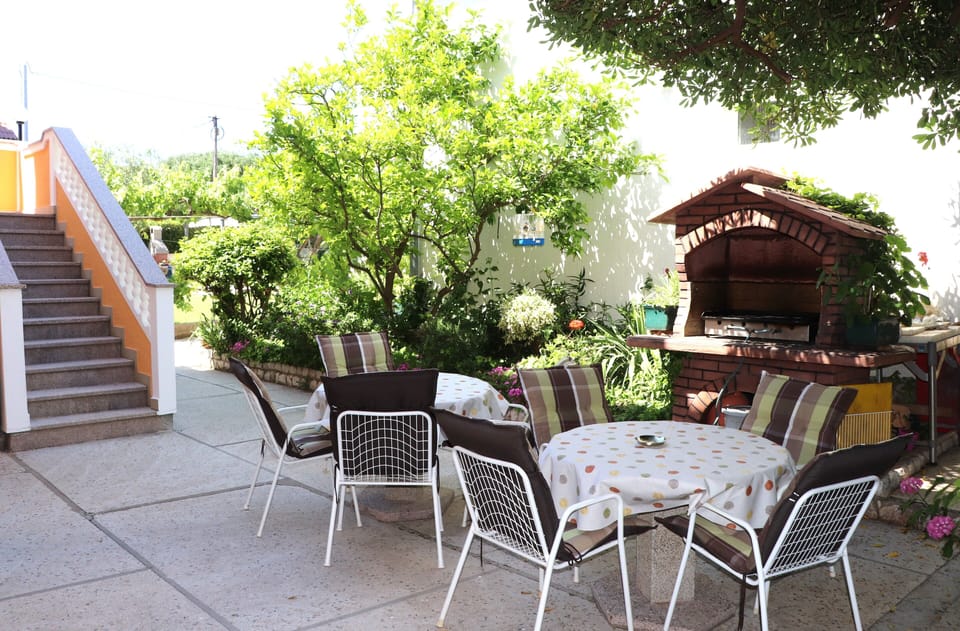 Fireplace and outdoor sitting area