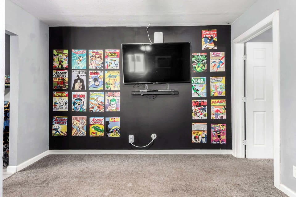 Comfortable living area for relaxing or streaming.