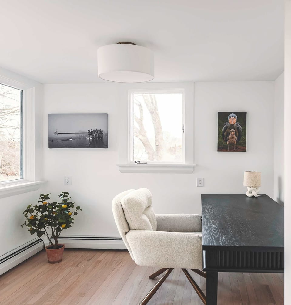 Quiet study nook with natural light and views