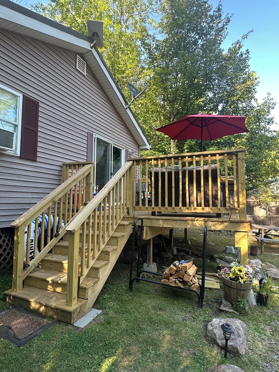 New Deck with outdoor love seat and table