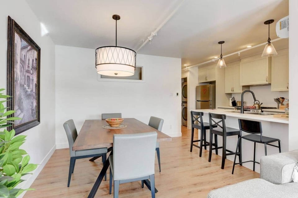 View of the dining room and part of the kitchen