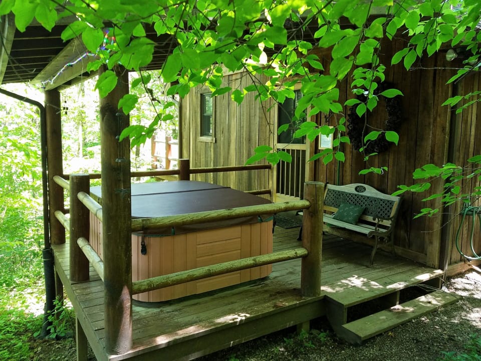 Back deck with hot tub