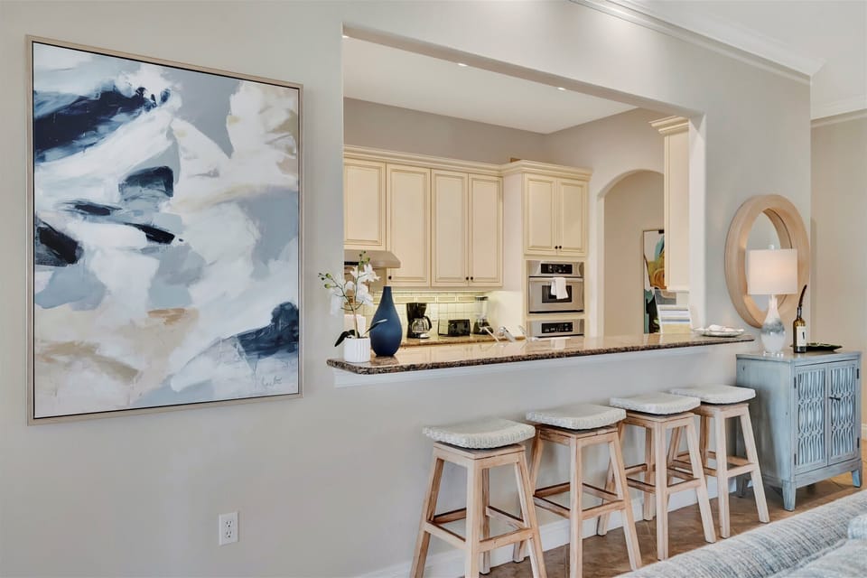 Open-concept kitchen with bar seating