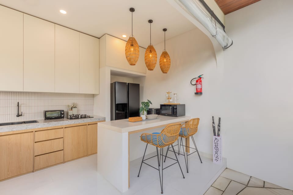 Villa, 2 Bedrooms, Pool View | Private kitchen | Microwave, rice cooker