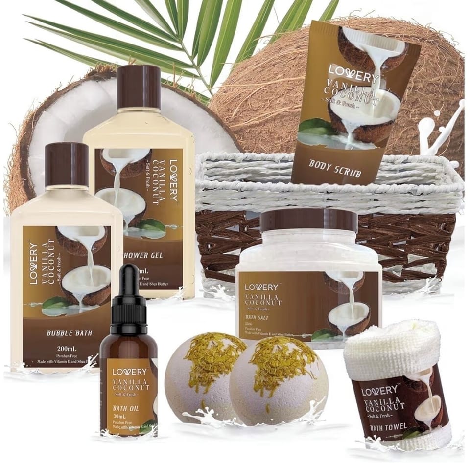 Spa Set, Luxurious Bath & Body Set W/Fragrant Lotions, Bath Bombs, Coconut Oil