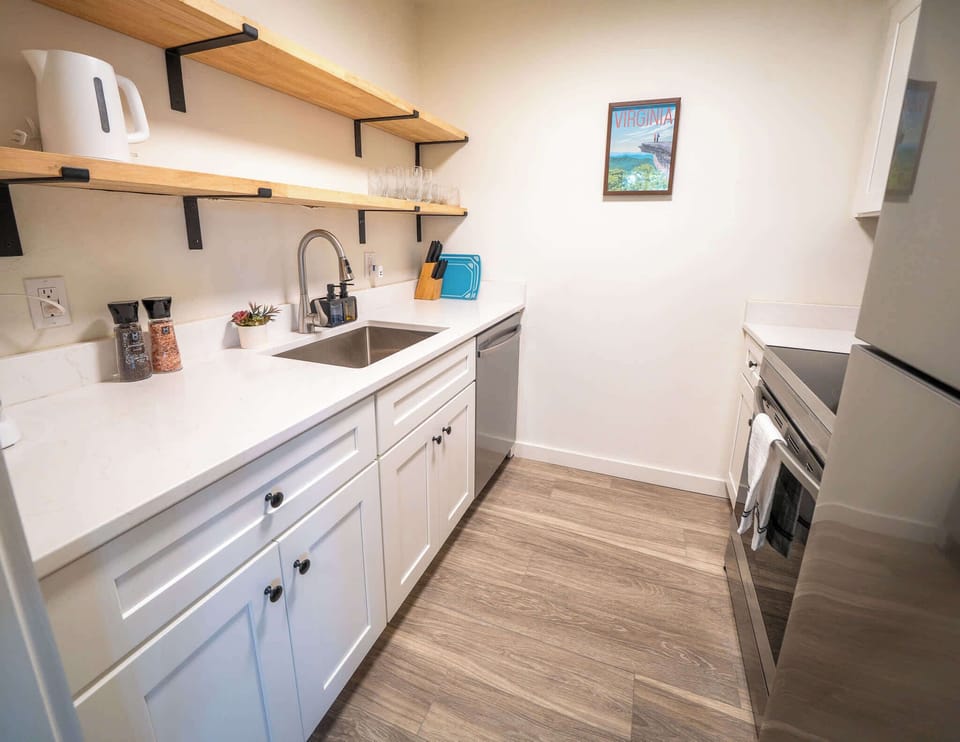 Stainless steel appliances in the kitchen