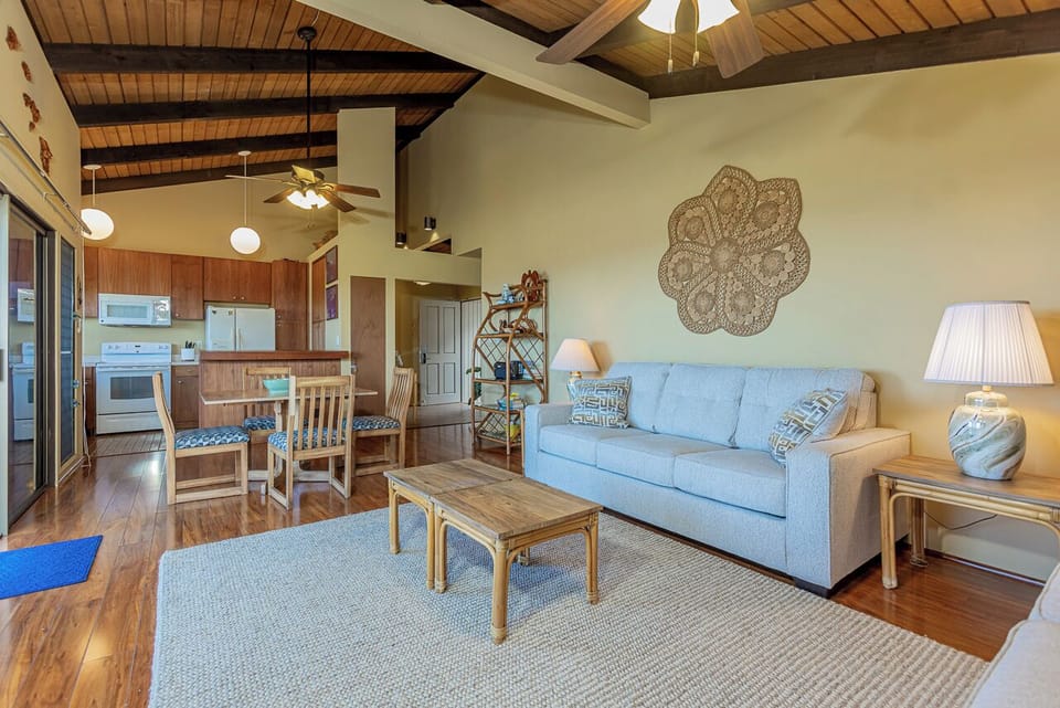 Relax with comfortable seating, and a fully equipped kitchen for your convenience.