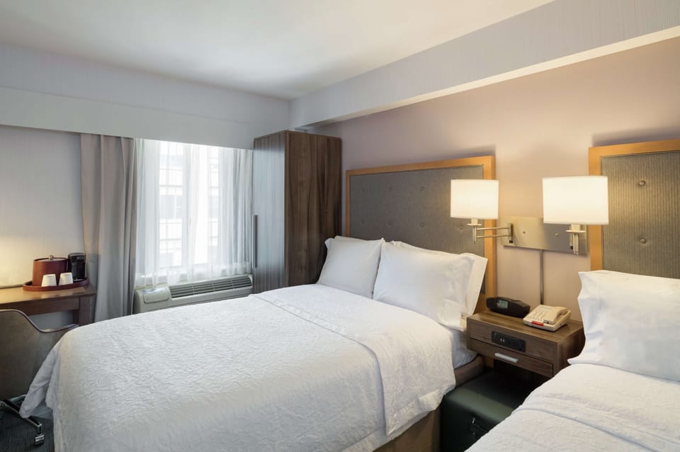 Room, 2 Double Beds, Non Smoking (Drinks & Snacks) | Premium bedding, in-room safe, desk, laptop workspace