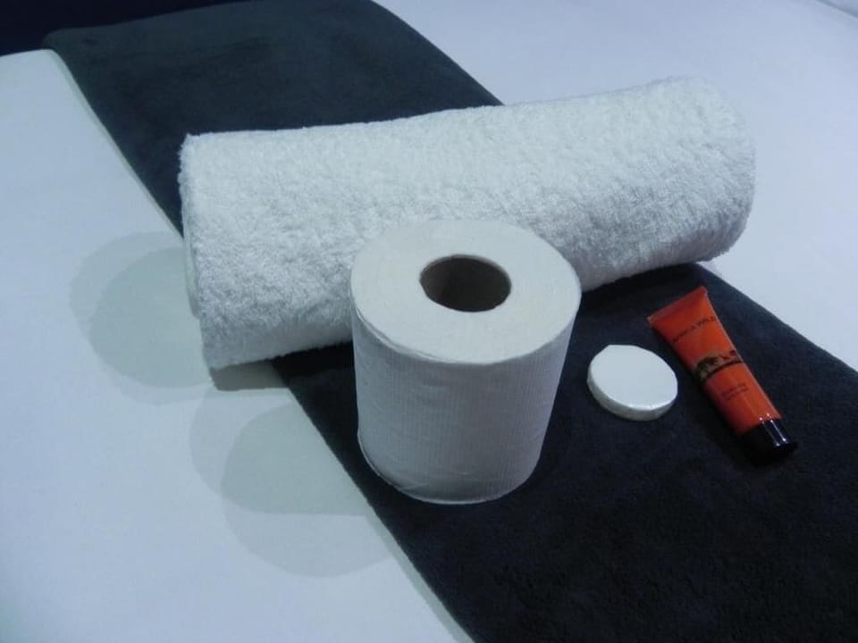 Shower, soap, toilet paper