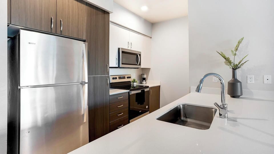 Apartment (2 Bedrooms) | Private kitchen | Fridge, microwave, oven, stovetop