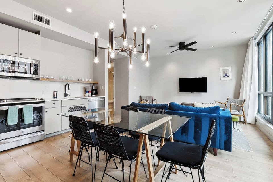 Dining Table, Living Room, and Kitchen 