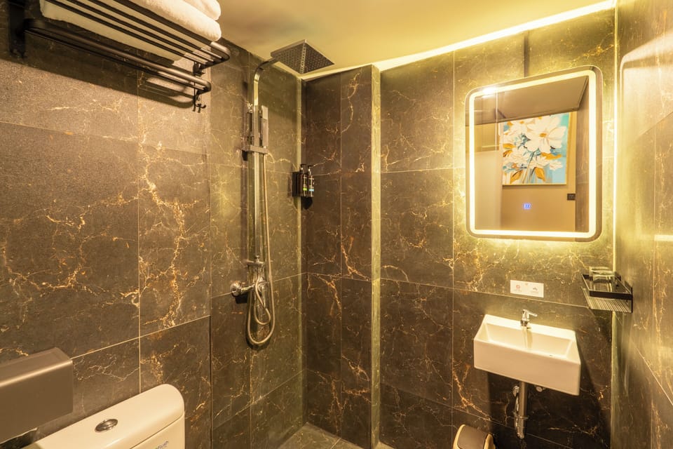 Towels, soap, shampoo, toilet paper