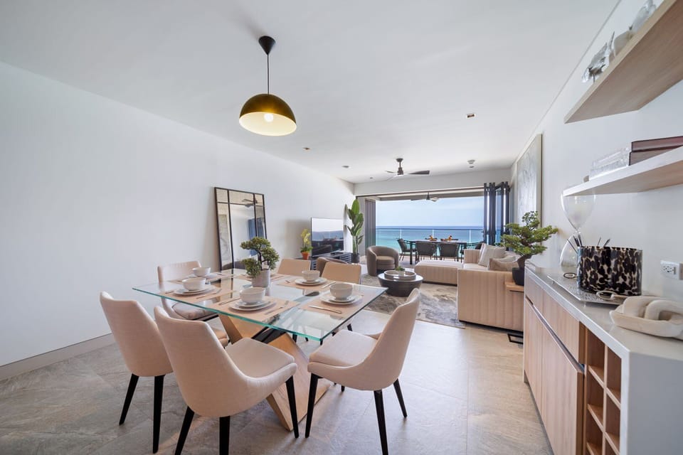 The open-plan living area is bright and spacious