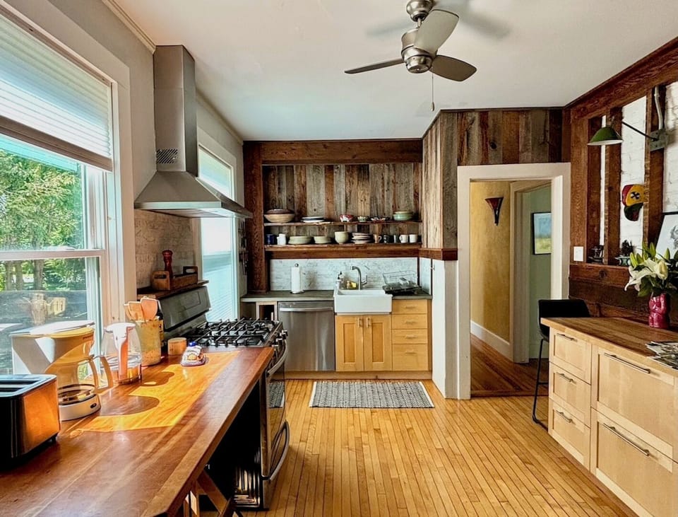 Open, light-filled kitchen