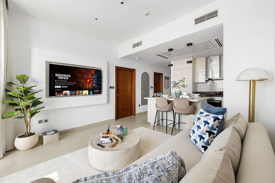 Stylish open living space, perfect for relaxing after a day out with the perfect view