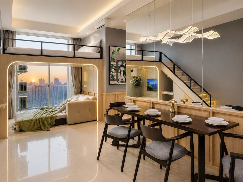 Apartment, 2 Bedrooms, City View | Living area | 43-inch Smart TV with cable channels