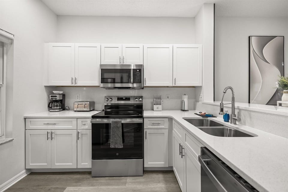 The home includes a complete set of kitchen essentials needed to cook comfortably during your stay