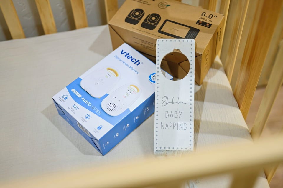 Baby-friendly extras including monitor system and thoughtful touches for little guests.