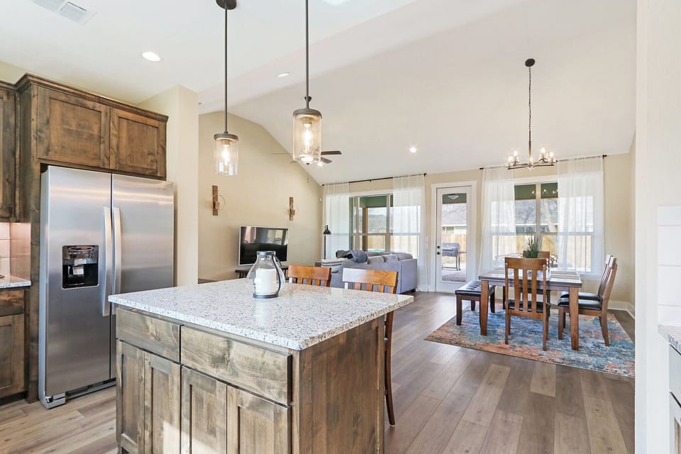 View from the kitchen into the living area - Mint Julep