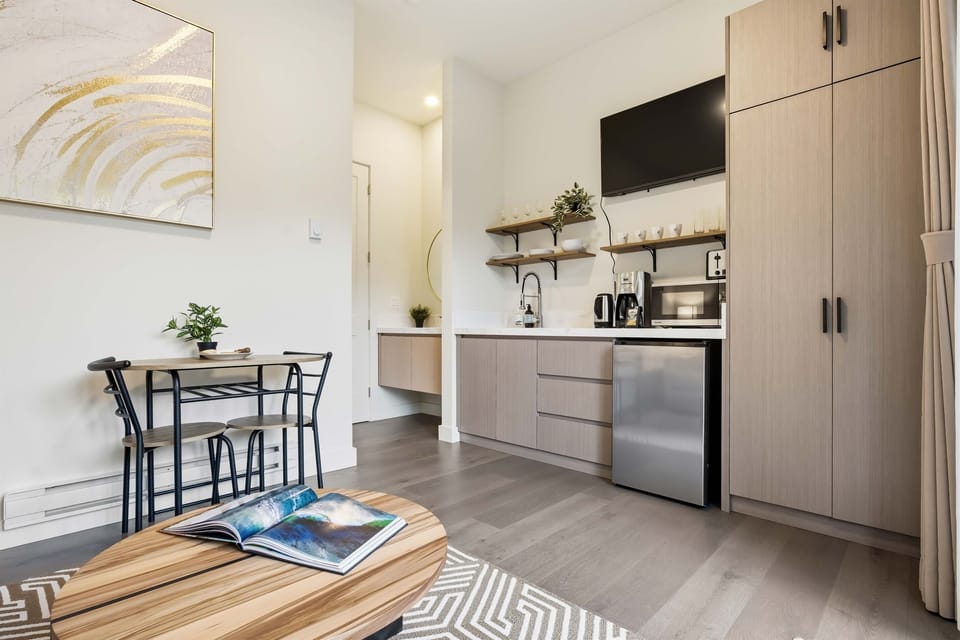 Kitchenette and storage closets. 