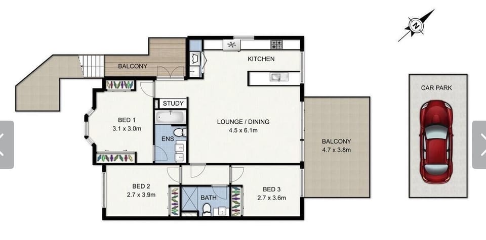 Townhouse 2-Floor plan all on one level (130sqm), undercover parking for one car