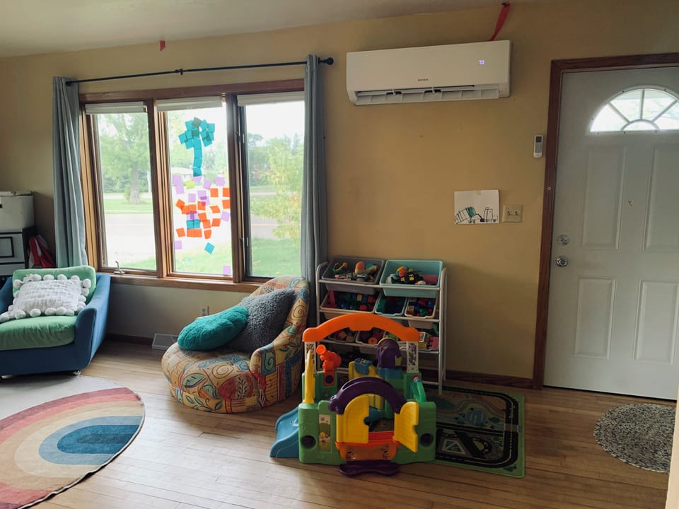 The mini-split next to the front door has many features to keep you comfortable 