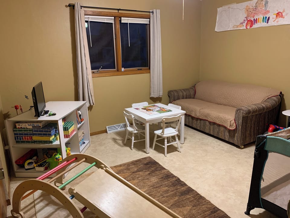 This is the tv room with a fold out couch that turns into a double bed. 