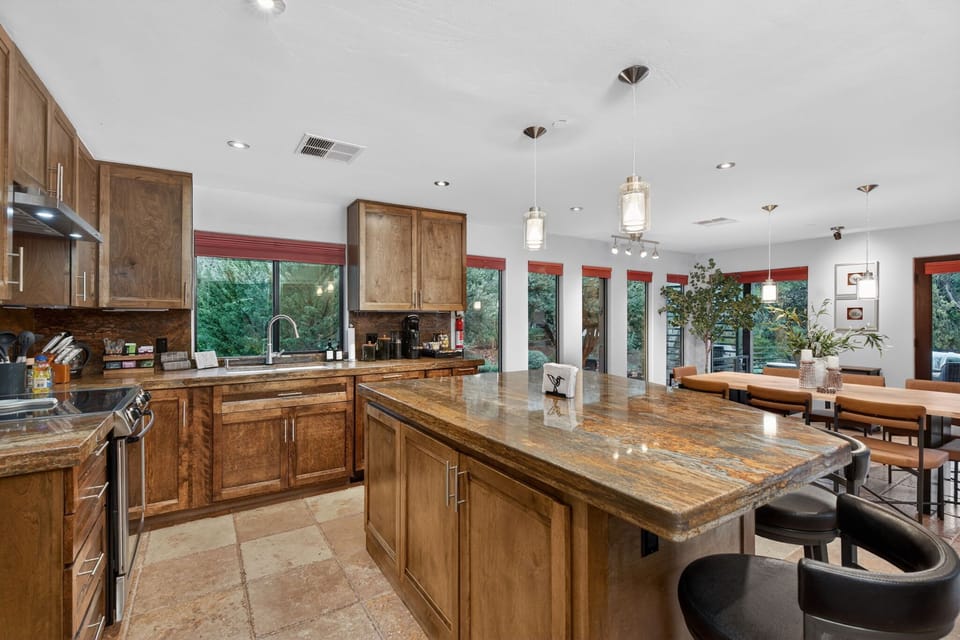 Island seating, forest and redrock views, updated appliances and so much more. 
