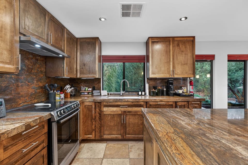 Rustic high-end chef's kitchen with everything you'll need