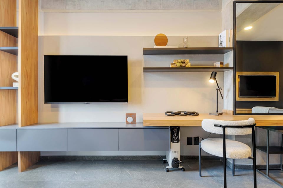 Smart TV and workspace area
