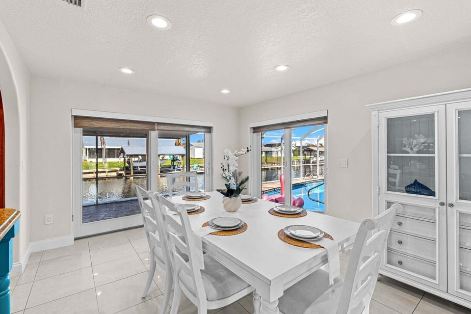 Dining table seats six