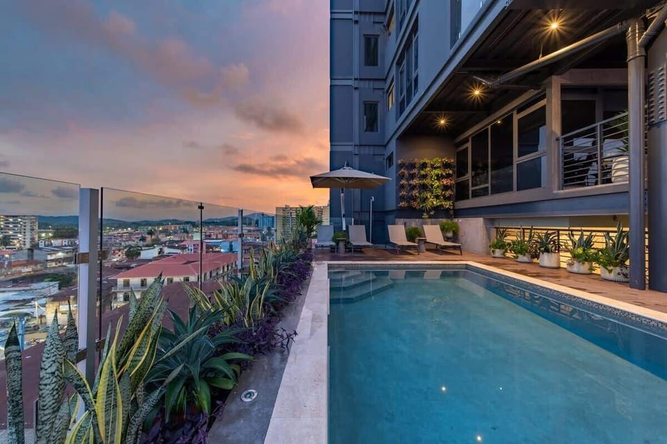 Relax in our saltwater pool, the perfect spot to cool down, soak up the sun, and enjoy beautiful views of Casco Antiguo!