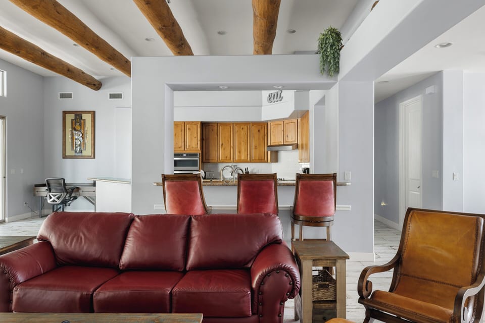 Living Room and Counter with Dining for Three