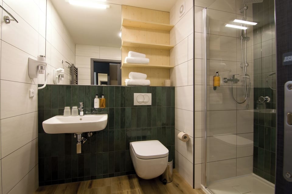 Classic Double or Twin Room | Bathroom | Shower, hair dryer, towels, soap