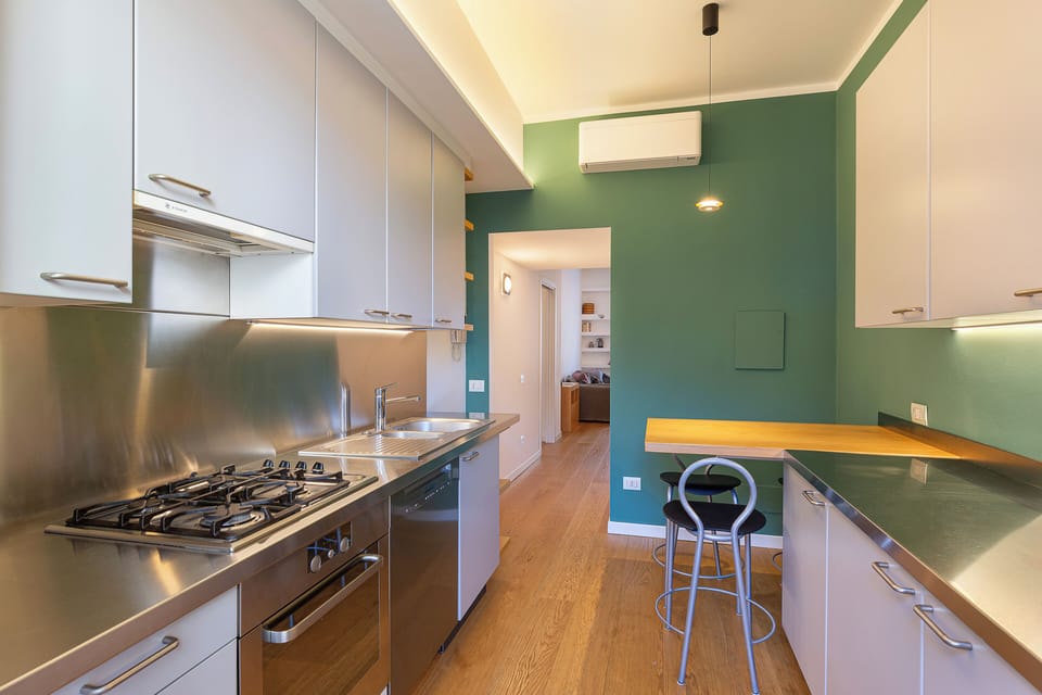Apartment | Private kitchen | Full-size fridge, microwave, oven, stovetop