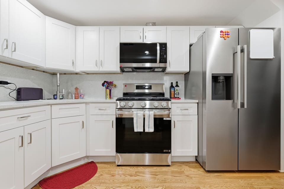 Indoors, Kitchen, Appliance, Refrigerator, Microwave