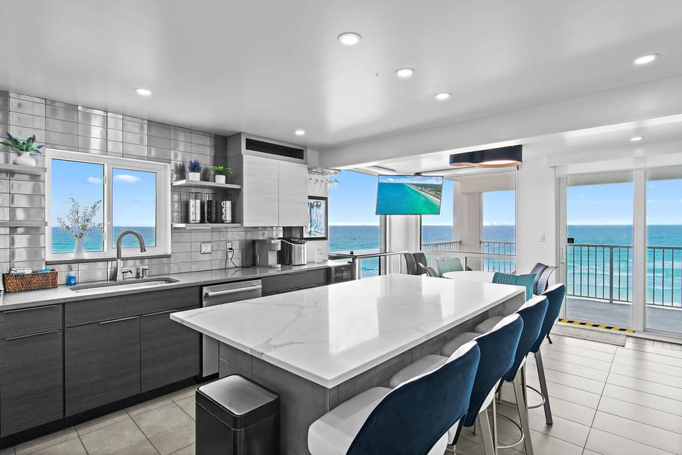 Kitchen island with seating for four