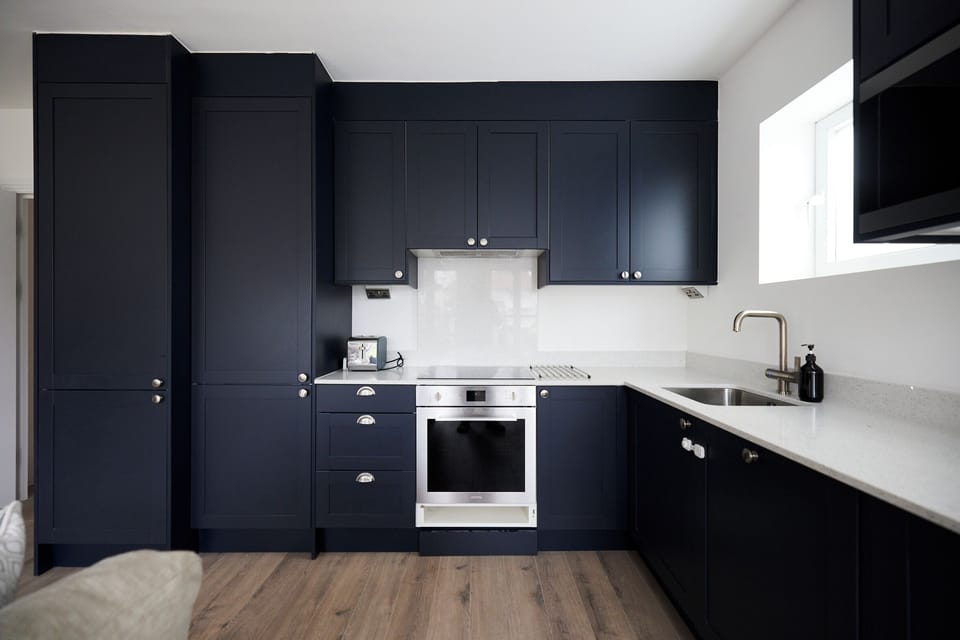 Apartment | Private kitchen | Full-size fridge, microwave, oven, stovetop