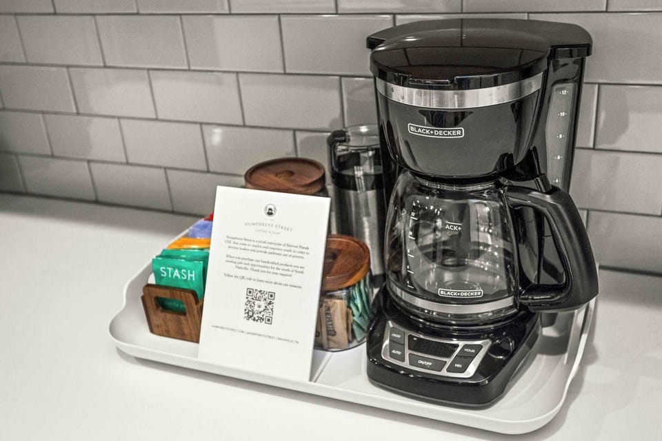 Coffee Station with first rounds of grounds, creamer and sweetener provided!