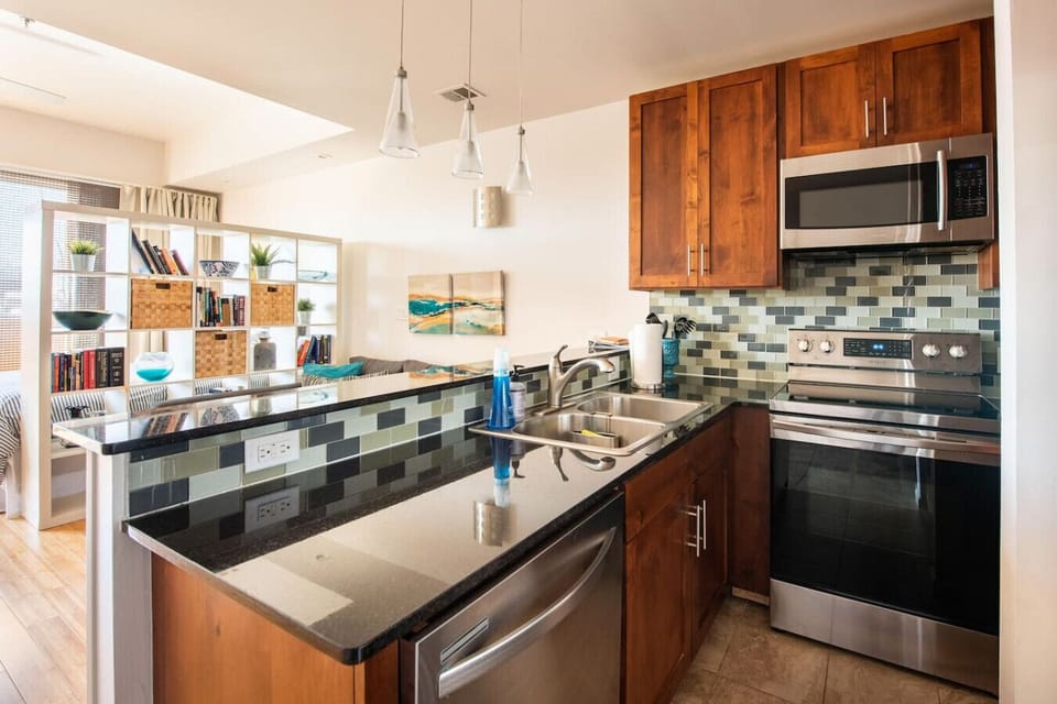 Open to the living space, the kitchen keeps you connected while you cook.