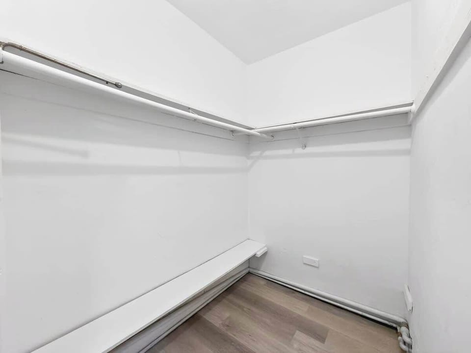 Convenient storage area for clothing and personal items.