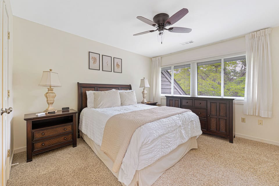 Bedroom 2: Primary Suite with Queen bed, spacious closet, upstairs bathroom with combo tub/shower