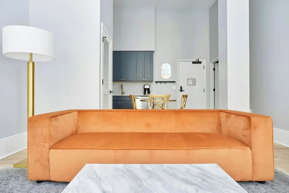 Plush seating in the living room.