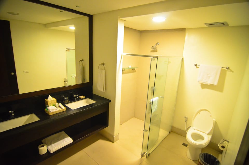 Deluxe Twin Room, Non Smoking, Balcony | Bathroom | Free toiletries, bathrobes, slippers, bidet