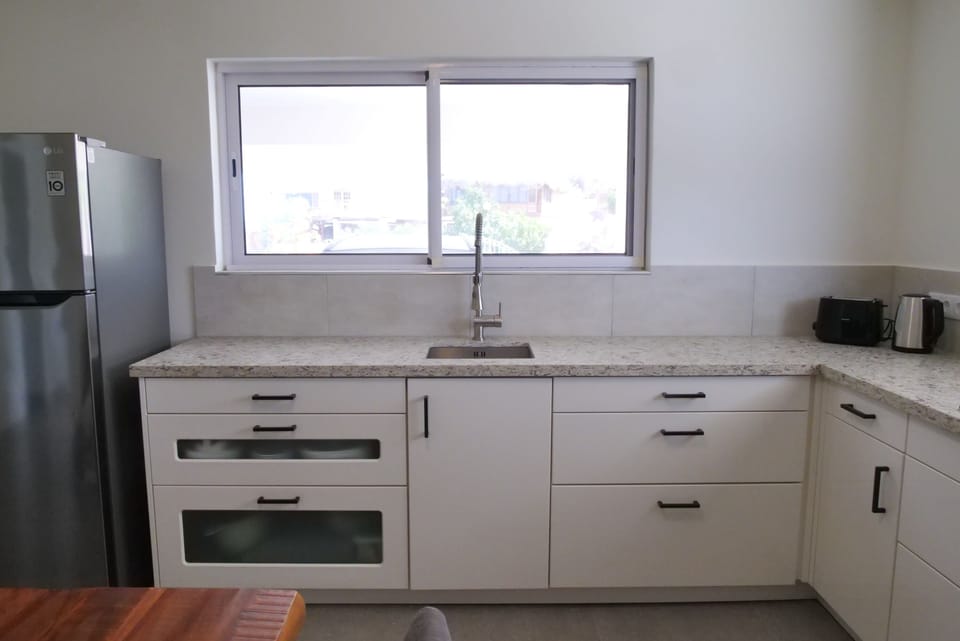 Fully equipped with large LG fridge, Nespresso coffee maker, toaster & kettle