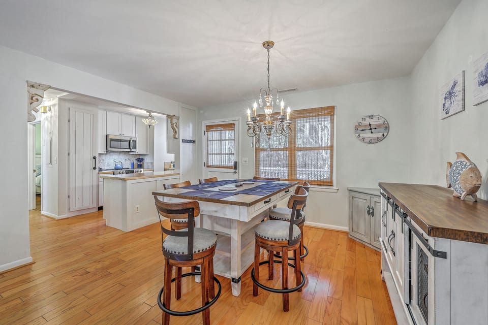 Brew your morning coffee in the fully equipped kitchen and enjoy the gentle island light.